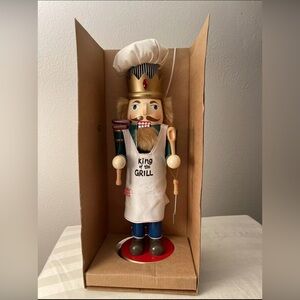 King of The Grill Wooden Nutcracker 15" Hot Dogs, Grill Tools, Apron, Chef Hat